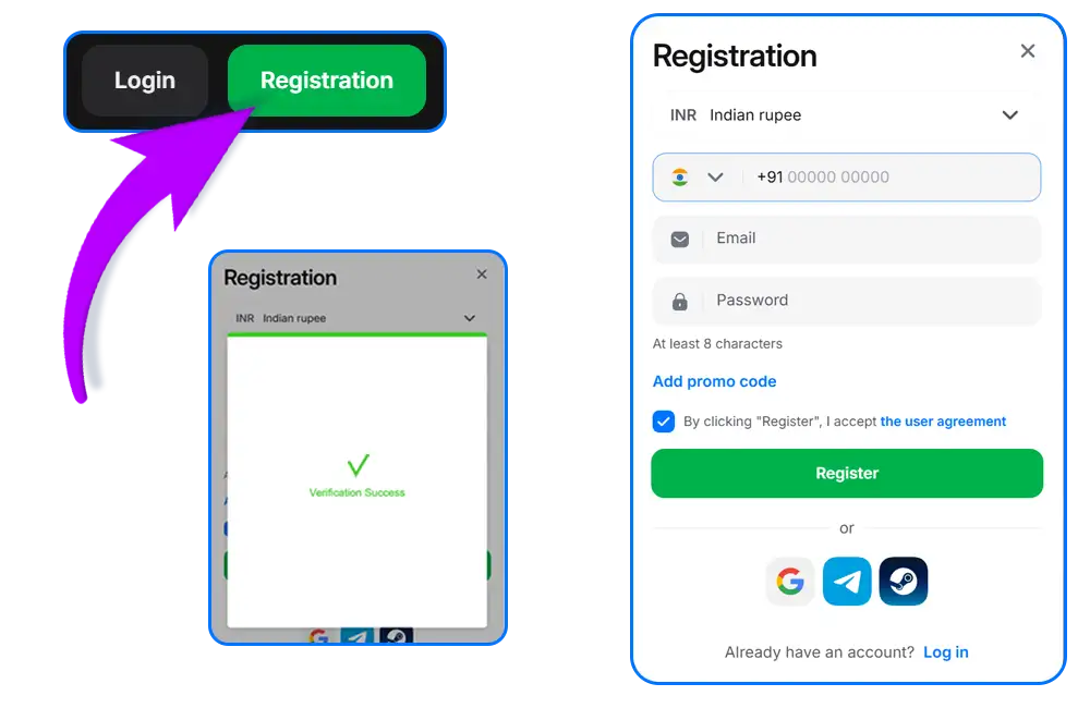 Register in 1win India