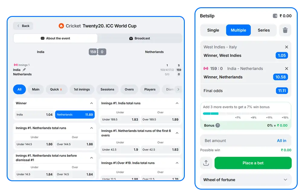 Live Betting at 1win